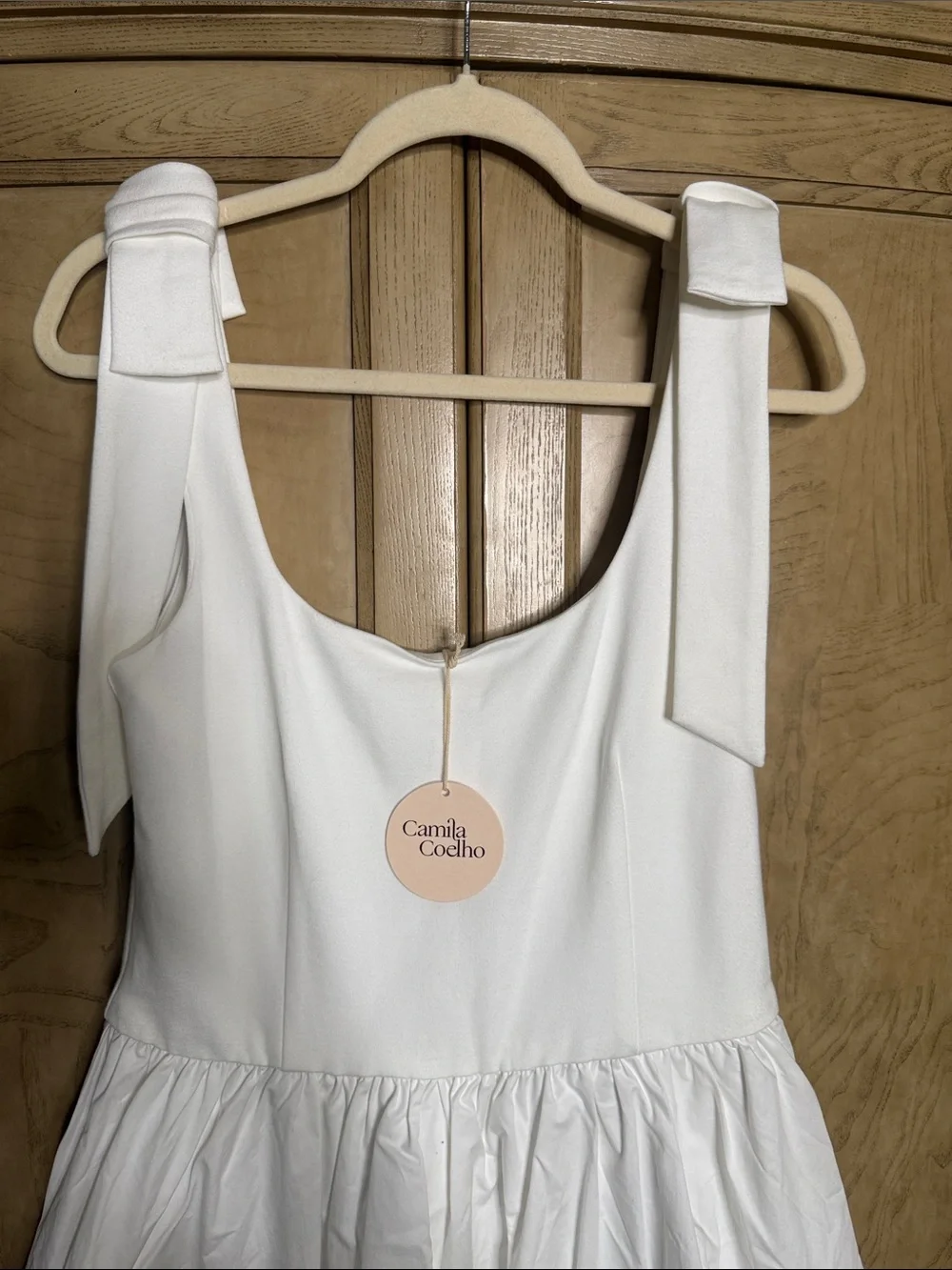 🇺🇸 FLASH SALE! Camila Coelho white mini Mix Media Bubble hem  skirt Dress